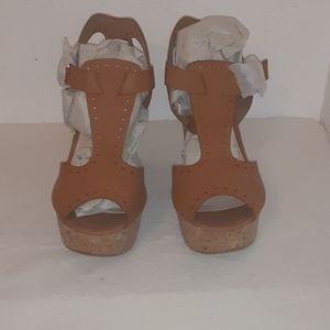 Tan PU Christy-21 wedges